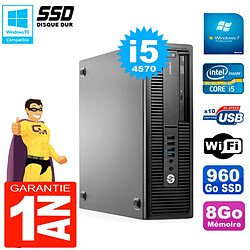 PC HP EliteDesk 800 G1 SFF Core I5-4570 RAM 8Go 960 Go SSD Graveur DVD Wifi W7 - Occasion