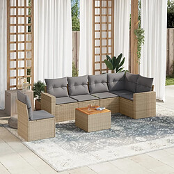 vidaXL Salon de jardin avec coussins 7pcs mélange beige résine tressée 