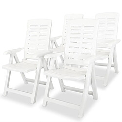 Maison Chic Lot de 4 Chaises inclinables de jardin - Fauteuil d'extérieur Plastique Blanc -MN79964