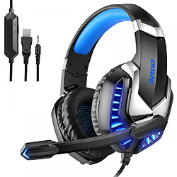 General Casque de jeu filaire , Coussin en mousse à mémoire de forme léger et ultra doux , Surround tridimensionnel intelligent , Casque gamer filaire avec son surround avec suppression du bruit(câble adaptateur bleu) 