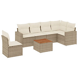 vidaXL Salon de jardin avec coussins 7 pcs beige résine tressée