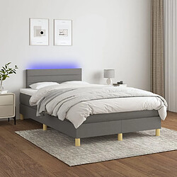 vidaXL Sommier à lattes de lit et matelas et LED Gris foncé 120x200 cm 