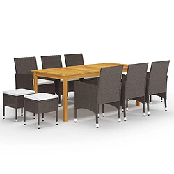 Maison Chic Ensemble de salle à manger de jardin 11 pcs,Table et chaises d'extérieur Marron -GKD639580