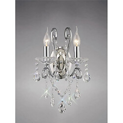 Luminaire Center Applique murale Vela avec interrupteur 2 Ampoules chrome poli/cristal