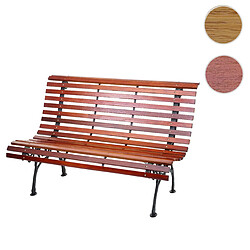 Mendler Banc de jardin HWC-F97, banc du parc, banquette en bois ~ 2 places, 122cm, 24kg, marron 