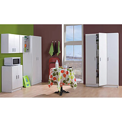 Avis Pegane Armoire basse en bois de 2 portes, blanc - Dim : H80 x L59 x P37 cm