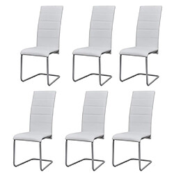 vidaXL Chaises à manger cantilever lot de 6 blanc similicuir 