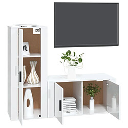 Avis Maison Chic Ensemble de meubles TV 2 pcs pour salon - blanc brillant bois d'ingénierie -MN21912