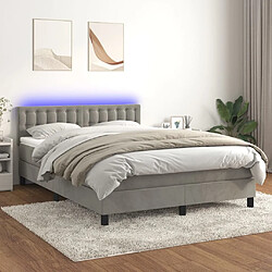 Sommier à lattes LED,Cadre à lattes de lit avec matelas pour Adulte Gris clair 140x190 cm -MN69659