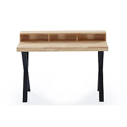 Pegane Table de bureau en bois coloris chêne nordique / noir - Longueur 120 x profondeur 60 x hauteur 77 - 88 cm