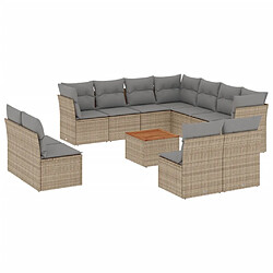 Maison Chic Salon de jardin avec coussins 12 pcs | Ensemble de Table et chaises | Mobilier d'Extérieur beige résine tressée -GKD15299