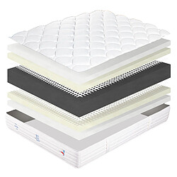 Acheter LUXURY LITERIE Matelas 160x200 cm, Patriote Mousse, 27cm, mémoire de forme , Indépendance du Couchage, Soutien ferme + 2 Oreillers + Couette