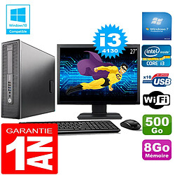 PC HP EliteDesk 800 G1 SFF Core I3-4130 8Go Disque 500 Go Wifi W7 Ecran 27" · Occasion 