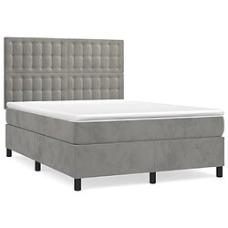 Maison Chic Lit Adulte - Lit simple Lit à sommier tapissier et matelas moelleux - Meuble de Chambre - Gris clair 140x190cm Velours -MN32965