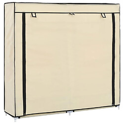 vidaXL Armoire à chaussures avec housse Crème 115x28x110 cm Tissu 