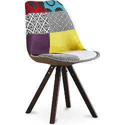 ICONIK INTERIOR Chaise à manger Denisse design scandi rétro pieds foncés - multicolore premium - Patchwork Ray Multicolore