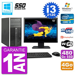 PC HP 6300 MT Ecran 19" Core i3-2120 RAM 4Go SSD 480Go Graveur DVD Wifi W7 · Occasion 