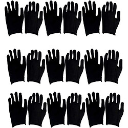 BESTA 12 paires de gants de travail en coton réutilisables Gants de nettoyage pour adultes Gants de protection du travail pour le jardinage industriel M Noir