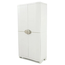 Pegane Armoire meuble de rangement 2 portes intérieur/extérieur coloris beige - Longueur 90 x Profondeur 45 x Hauteur 184 cm 