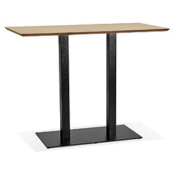 Alterego Table haute design 'ZUMBA BAR' en bois finition naturelle avec pied en métal noir - 150x70 cm