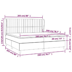 vidaXL Sommier à lattes de lit avec matelas Gris clair 200x200cm Tissu pas cher