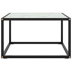 ComfortXL Table Basse Noir Avec Verre Marbre Blanc 60x60x35 Cm