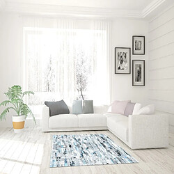 HOMEMANIA Tapis Imprimé Blue Wood 1 - Géométrique - Décoration de Maison - Antidérapant - Pour Salon, séjour, chambre à coucher - Multicolore en Polyester, Coton, 60 x 100 cm