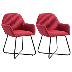 Maison Chic Lot de 2 Chaises à manger,Chaise pour cuisine,Solide Structure rouge bordeaux tissu -MN10291