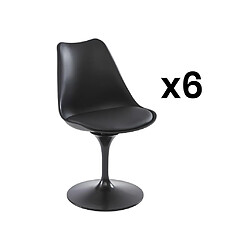 Vente-Unique Lot de 6 chaises en polypropylène, simili et métal - Noir - XAFY