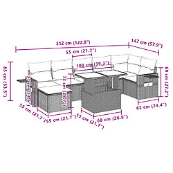 vidaXL Salon de jardin 8 pcs avec coussins noir résine tressée pas cher