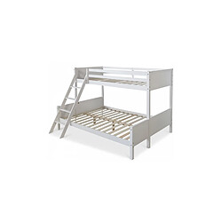 Homestyle4U Lits superposes 90x200 mezzanine et lit de jeunesse 140x200 bois blanc