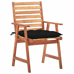 Maison Chic Lot de 2 Chaises à dîner d'extérieur avec coussins | Fauteuil chaises à manger d'extérieur Acacia massif -GKD73585