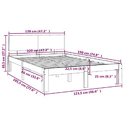 vidaXL Cadre de lit sans matelas marron miel 120x190 cm pas cher