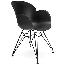 Alterego Chaise design 'SATELIT' noire style industriel avec pieds en métal noir SATELIT