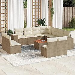 Maison Chic Salon de jardin avec coussins 12 pcs | Ensemble de Table et chaises | Mobilier d'Extérieur beige résine tressée -GKD40813