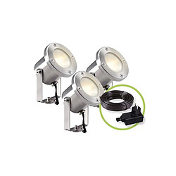 Garden Lights Projecteurs à LED 3 pcs Catalpa Acier inoxydable 4121603