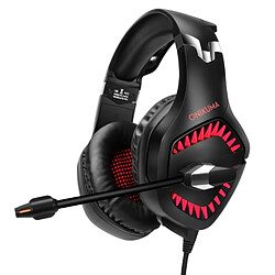 Wewoo Casque de jeu Surround stéréo avec microphone et lampes à DEL (noir, rouge) 