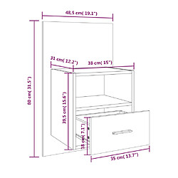 vidaXL Table de chevet murale Blanc brillant pas cher