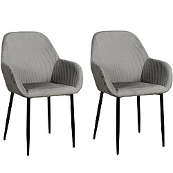 Toilinux Lot de 2 Fauteuils de table Giulia effet velours - Gris foncé