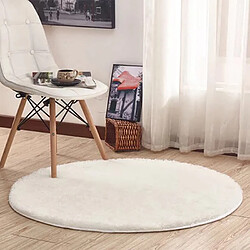 LUUCOZK Tapis à poils longs doux et moelleux pour chambre à coucher et salon - Blanc cassé-Rond 100cm 