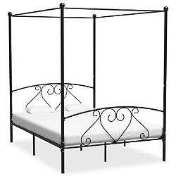 vidaXL Cadre de lit sans matelas avec baldaquin noir 160x200 cm métal