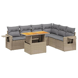 vidaXL Salon de jardin avec coussins 7 pcs beige résine tressée