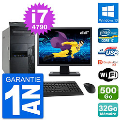 PC Tour Lenovo M93p Ecran 22" Core i7-4790 RAM 32Go Disque 500Go Windows 10 Wifi · Occasion 