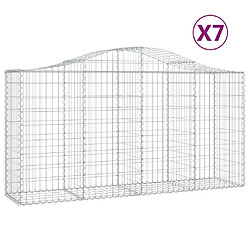 vidaXL Paniers à gabions arqués 7 pcs 200x50x100/120 cm fer galvanisé