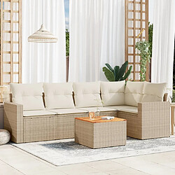 vidaXL Salon de jardin avec coussins 6 pcs beige résine tressée 