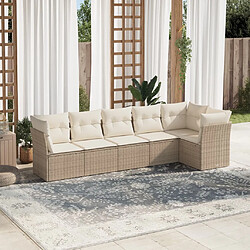 vidaXL Salon de jardin avec coussins 6 pcs beige résine tressée 