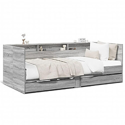 Maison Chic Lit d'appoint | Lit de jour | Lit de repos et tiroirs sonoma gris 75x190 cm bois d'ingénierie -GKD43394