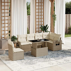 vidaXL Salon de jardin avec coussins 7 pcs beige résine tressée