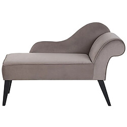 Beliani Mini chaise longue en velours taupe côté droit BIARRITZ