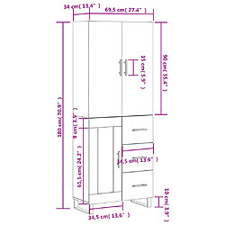 vidaXL Buffet haut Noir 69,5x34x180 cm Bois d'ingénierie pas cher